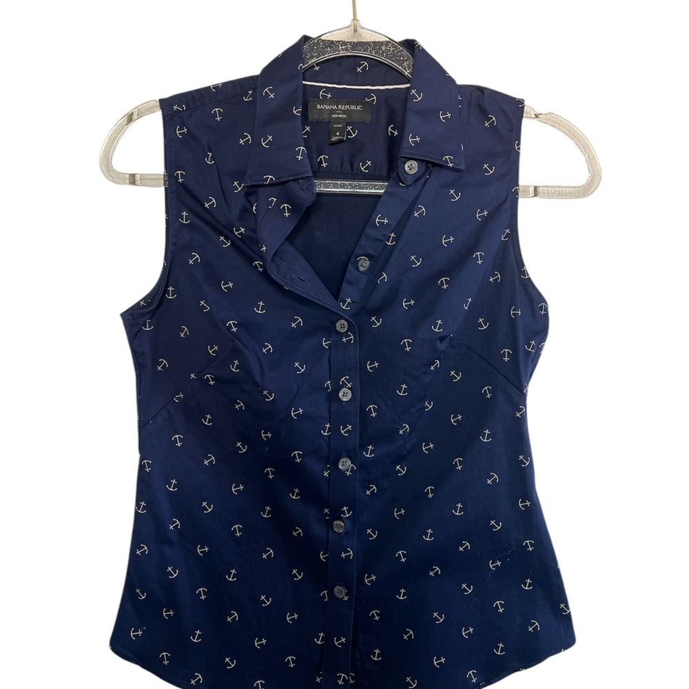 Banana Republic Anchor Print Sleeveless Top - Size 4 Petite